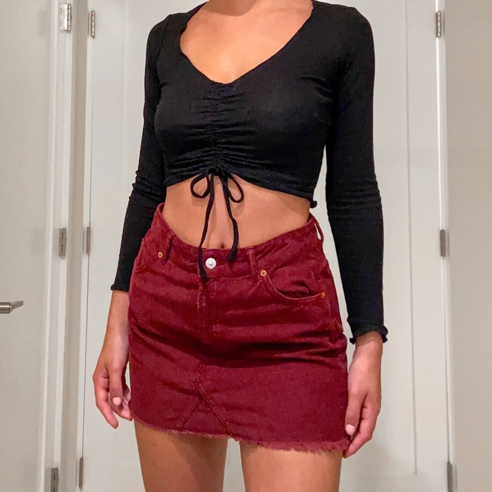 Maroon top shop skirt